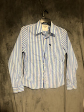 ABERCROMBIE  FITCH MENS DRESS SHIRT SIZE M MUSCLE BLUE WHITE STRIPED