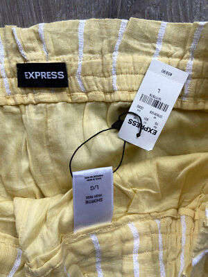 express yellow paperbag womens shorts size L