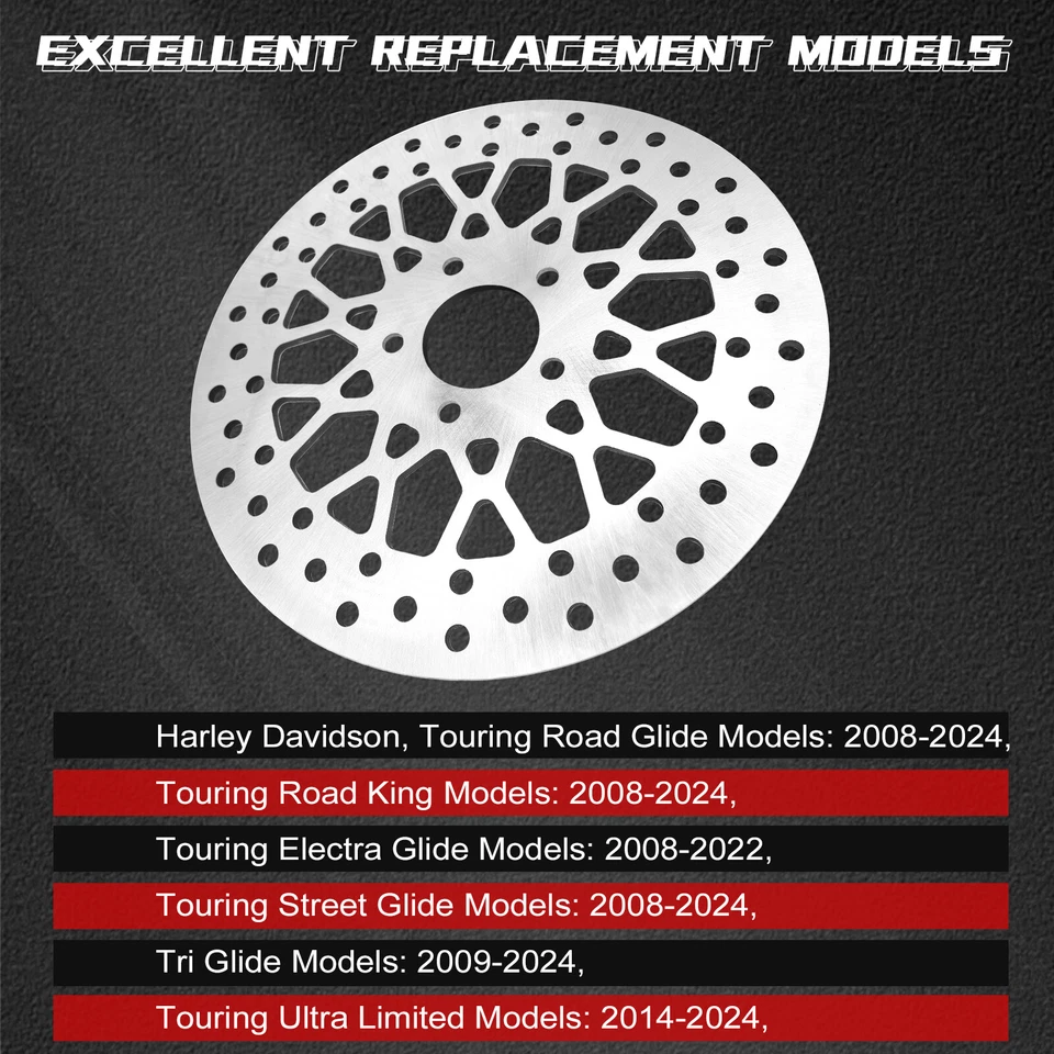 11.8 Harley Front Brake Rotor Mesh Set w/ Bolts for Touring Bagger Models US - Image 2 of 4