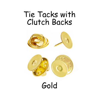 25 Gold Tie Tacks Blank Pins with Clutch Back - Lapel / Scatter Pin 