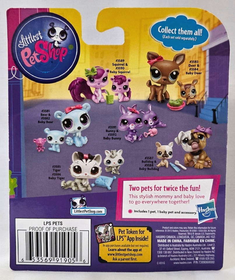 LITTLEST PET SHOP Mommy & Baby Set 2013 White Tiger & Baby Cub #3585 ...