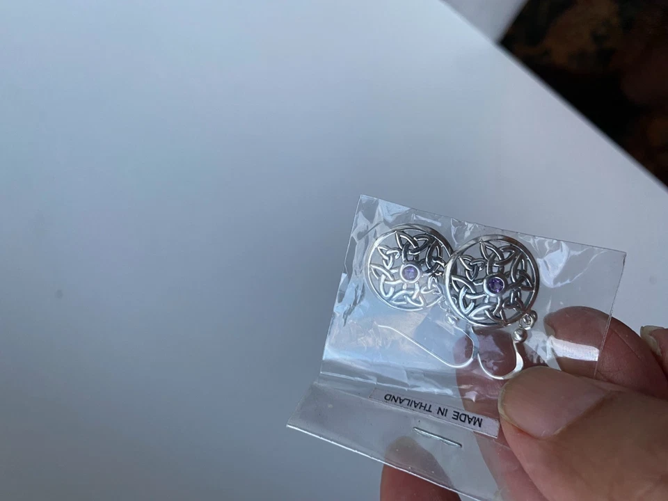 Peter Stone Celtic Triquetra Trinity Earrings 925 Sterling Silver Fine Jewelry - Image 4 of 4