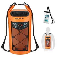 Piscifun Dry Bag Waterproof Floating Backpack 30L with Waterproof Phone Case ...