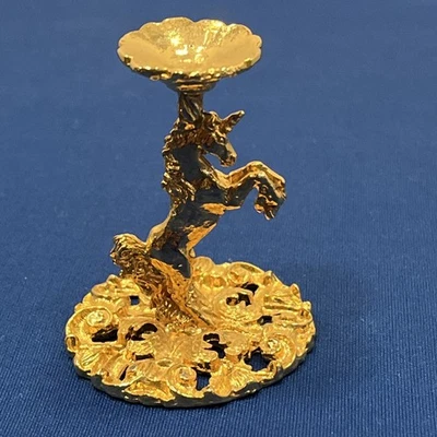 Vintage Display Gold brass Coloured metal Single Egg Stand Holder unicorn - Image 1 of 4