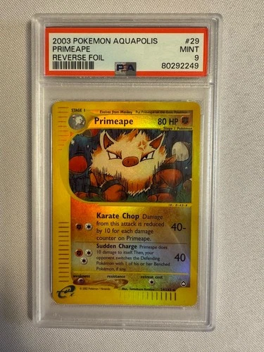 2003 Pokemon Primeape Reverse Holo Rare E Reader Aquapolis 29/147 - PSA 9 Mint!