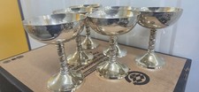 6pc Indian Dining Wedding Etched Wine Goblets Cups Chalice Silver Plated EPNS