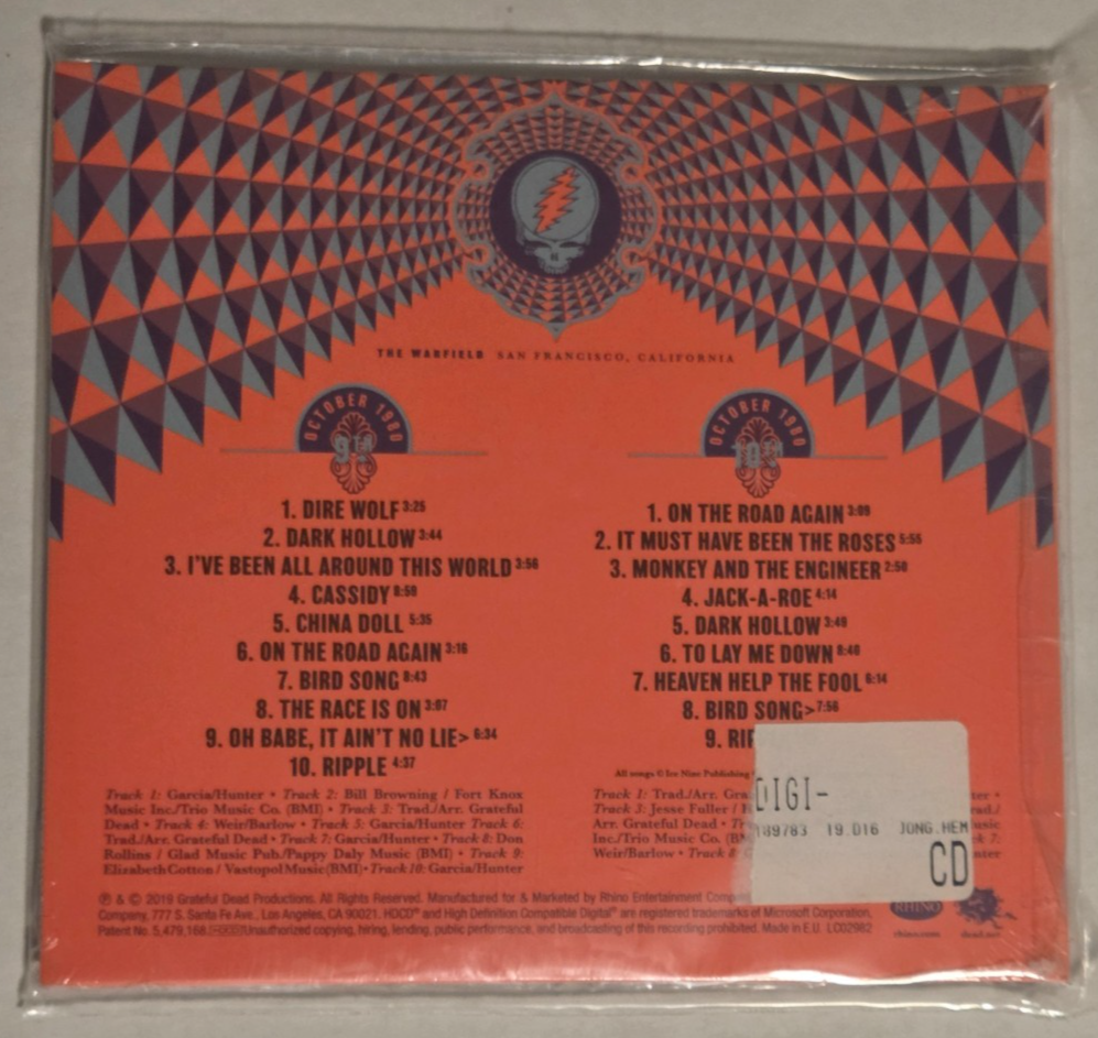 Grateful Dead Warfield 1980 2cd Set Record Day 2019 RSD Plus