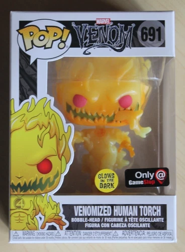 Funko Marvel Venom Venomized Glow Human Torch Chase Pop #691 Gamestop Exclusive