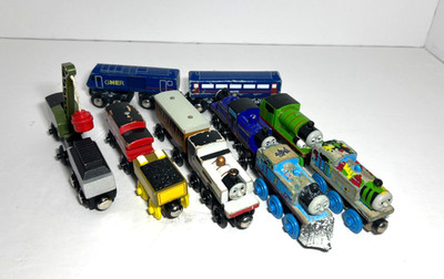 Thomas Wooden Train Lot 12pc Engines Cars Crane Tested Magnets Works