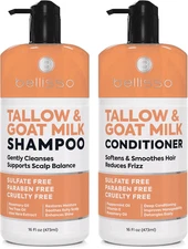 Beef Tallow Shampoo and Conditioner Set with Goat Milk 16.9 Fl Oz Pack of 2