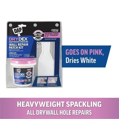 All Purpose 8 oz Dry Time Indicator Spackling Plaster Patch Kit Pink White