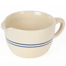 Martinez Pottery Heritage Blue Stripe Stoneware Batter Bowl, Handmade, 3 Cup