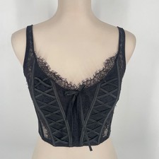 Victoria's Secret 11177017 women S-DD Lace-Up Corset Top black dream angels mesh