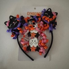 Gymboree Girls Halloween Black Cat Headband Ghost Hair Clips New with Tags