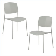 Academy Plastic Kitchen Chairs Set of 2 Durable Lightweight Grey Aspen