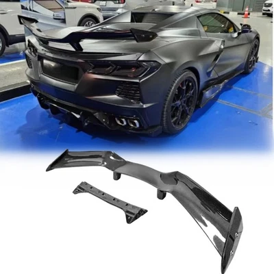 Rear Trunk Lid High Wing For Corvette C8 Z51 2020+ Dry Carbon Spoiler - Image 1 of 4