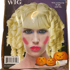 Halloween Ghost Doll Blonde wig curly bangs 9" length New Costume Cosplay