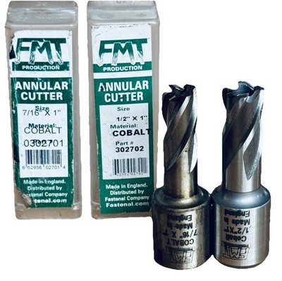 FMT Annular Cutters 1/2  & 7/16  x 1  Depth Cobalt Weldon Shank (2pc) / MT