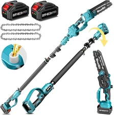 Cordless Pole Saw&8 inch Mini Chainsaw,2-IN-1 Electric Tree Trimmer 2PCS 4000mAh