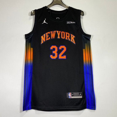 #ad Karl Anthony Towns #32 Embroidered Jersey Black Orange Blue Gradient $49.90