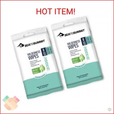 Sea to Summit XL Wilderness Wipes Rinse-Free Body Wipes, 2-Pack (8 Wipes per Pac