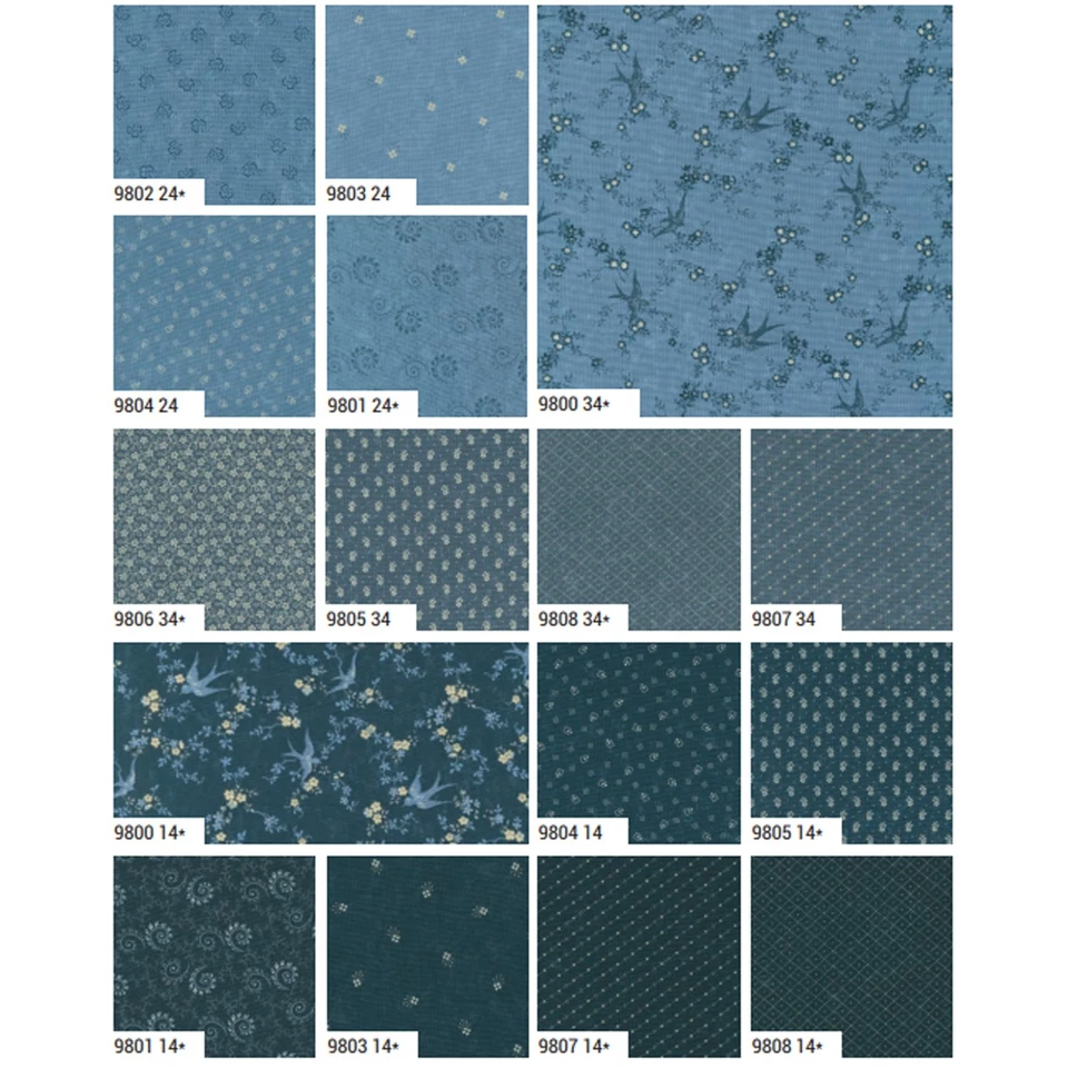 Bluebird's Nest Mini 2.5" Charm Pack by Kansas Troubles Quilters for Moda - Image 3 of 3