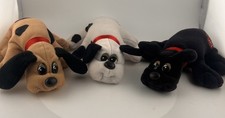 3 VTG 1986 TONKA POUND PUPPIES WHITE BLACk SPOTS- BROWN - BlackNEWBORN 7 PLUSH