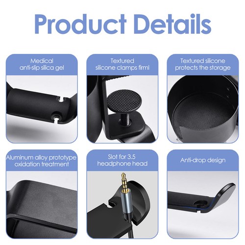 Desk Cup Holder 2 in 1 Desk Cup Holder with Headphone Hanger Adjustable SR - Picture 6 of 12