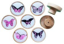 6er Set Design Druck Holz KNAUF Griff Schublade Schrank Möbel Schmetterlinge 1