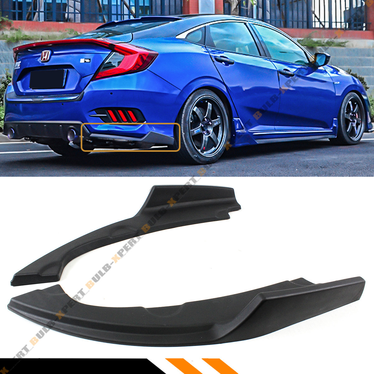 FOR 2016-21 HONDA CIVIC 2 PC JDM REAR BUMPER LOWER SIDE SPLITTERS