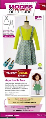 Patron Poupée Émilie Modes & Travaux Avril 2014 - Jupe Réversible, Leggings, Haut - Occasion