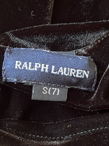 Ralph Lauren Girls Black Velvet A Line Dress Cap Sleeve Holiday Special Sz S 7 - Picture 4 of 6
