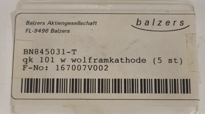 2St. Balzers QK 101 W Wolframkathode BN845031-T für Axialbeam-Ionenquellen MS