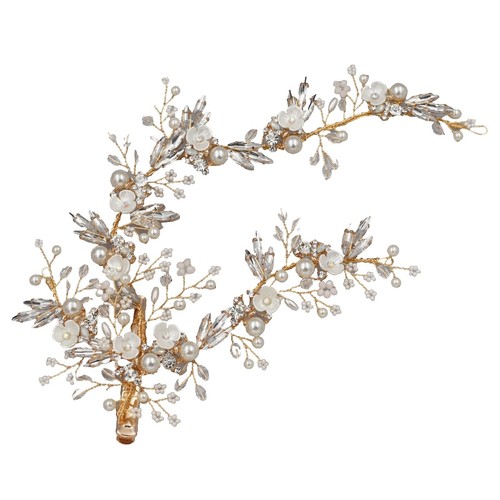 Bel Aire Bridal 1734 Rose Gold., Opal and Rhinestone Hair  display picture 3