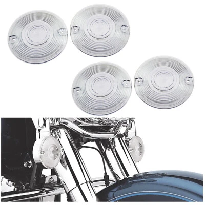 4 Pièce Clair Plat Clignotant Lentille Couvrir Pour Harley Electra Glide 86-2021 - Photo 1/4