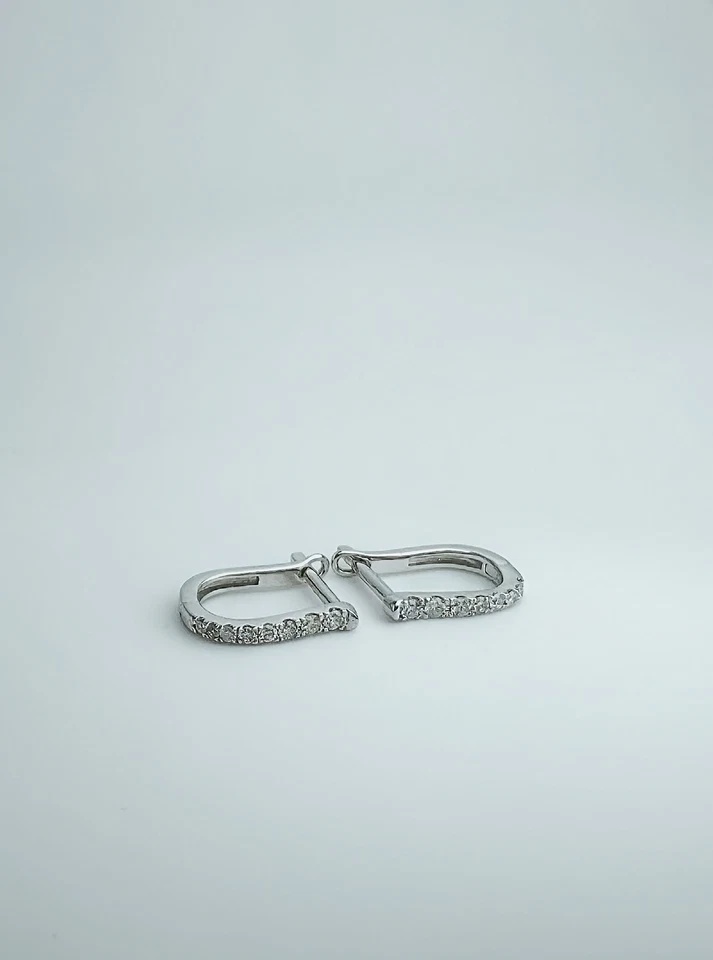 18K Solid Gold Diamond U Hoop Earrings | VS Clarity Natural Diamonds | Minimal - Image 2 of 4