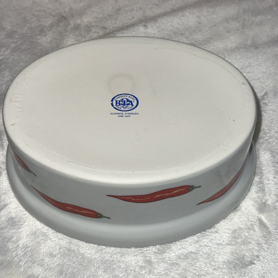 Disigen Pepper Cordon Bleu BIA Casserole Dish Red Chili Peppers Design Lid 40oz 9Lx6 ...