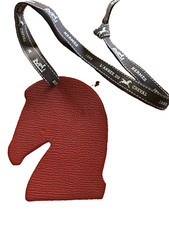HERMES Samarcande Horse Head Large Bag Charm Bicolor Red Orange Leather Rare