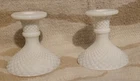 2 Westmoreland White Milk Glass English Hobnail Candlestick Holders 4" Vintage