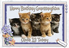 Personalised birthday card Female Kittens daughter granddaughter niece sister