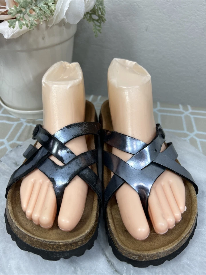 Betula by Birkenstock Mia Glossy Silver Straps Sandals Women’s Size EU 38 US 7 M - Image 2 of 4