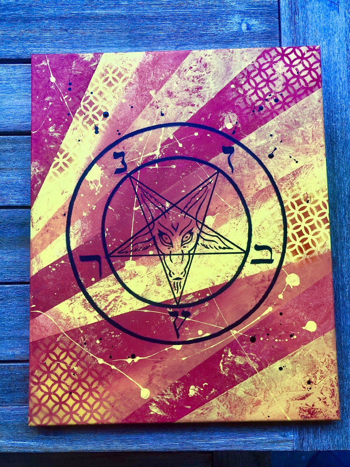 Baphomet original abstract paintings on canvas Satan Satanic Diablo | eBay