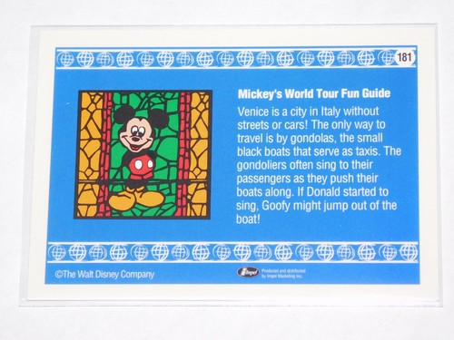 1991 IMPEL DISNEY WORLD TOUR DONALD DUCK / GOOFY DONALD THE GONDOLIER CARD #181 - Picture 2 of 2