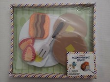 Wooden Breakfast Toy Food Play Set Pancakes Bacon Toast 9 Count Pieces 4 Years