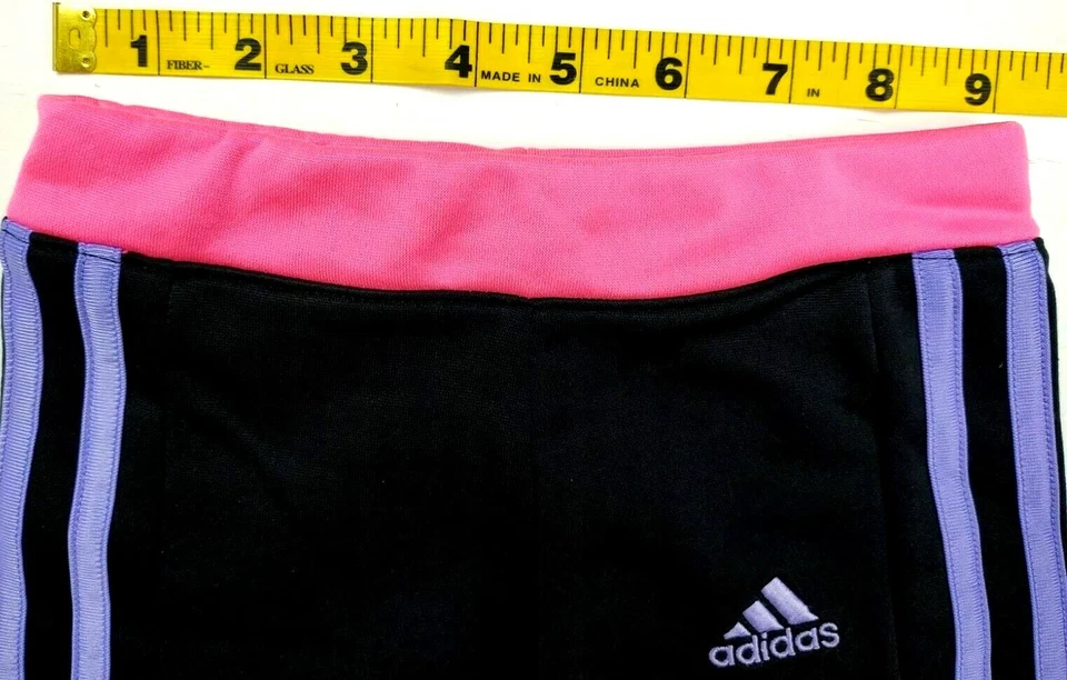Adidas Climawarm Sweatpants Girl's Size 4 Black w/ Purple Stripes & Pink Top - Image 3 of 4