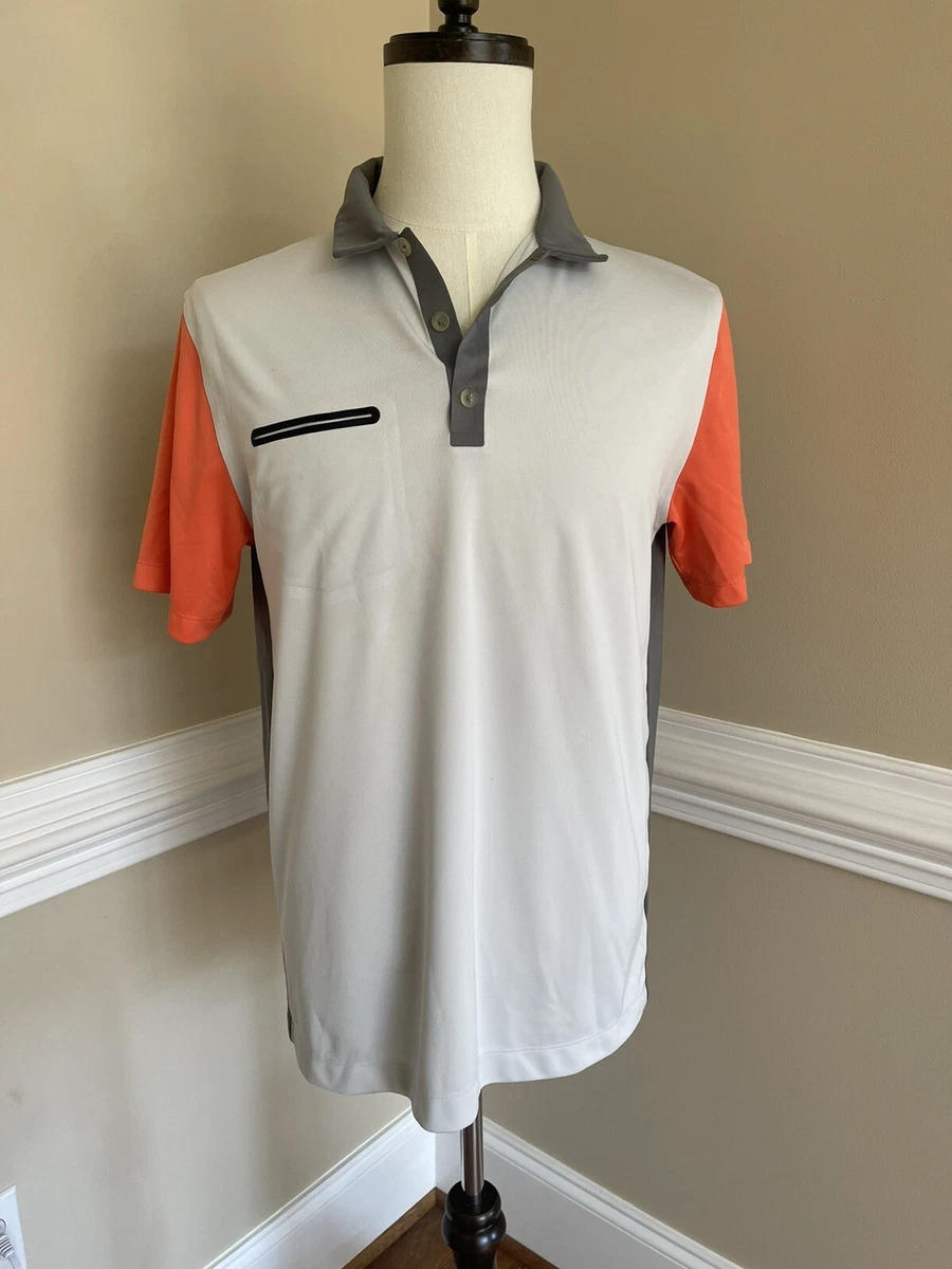 Nike Golf Polo Shirt Dri Fit Tour Performance Grey Orange Mens Medium Pocket
