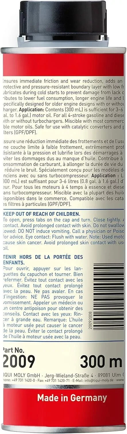 Liqui Moly MoS2 Anti-Friction Engine Treatment | 300 ml | Oil 300 Milliliter