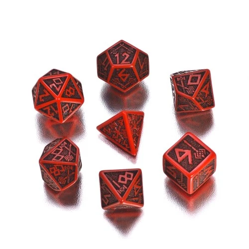 Juego De Dados Enano - 7 Piezas - Rojo Y Negro - Imagen 2 de 2