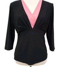 Dressbarn Vintage Womens Black And Pick Blouse Size S Made in USA