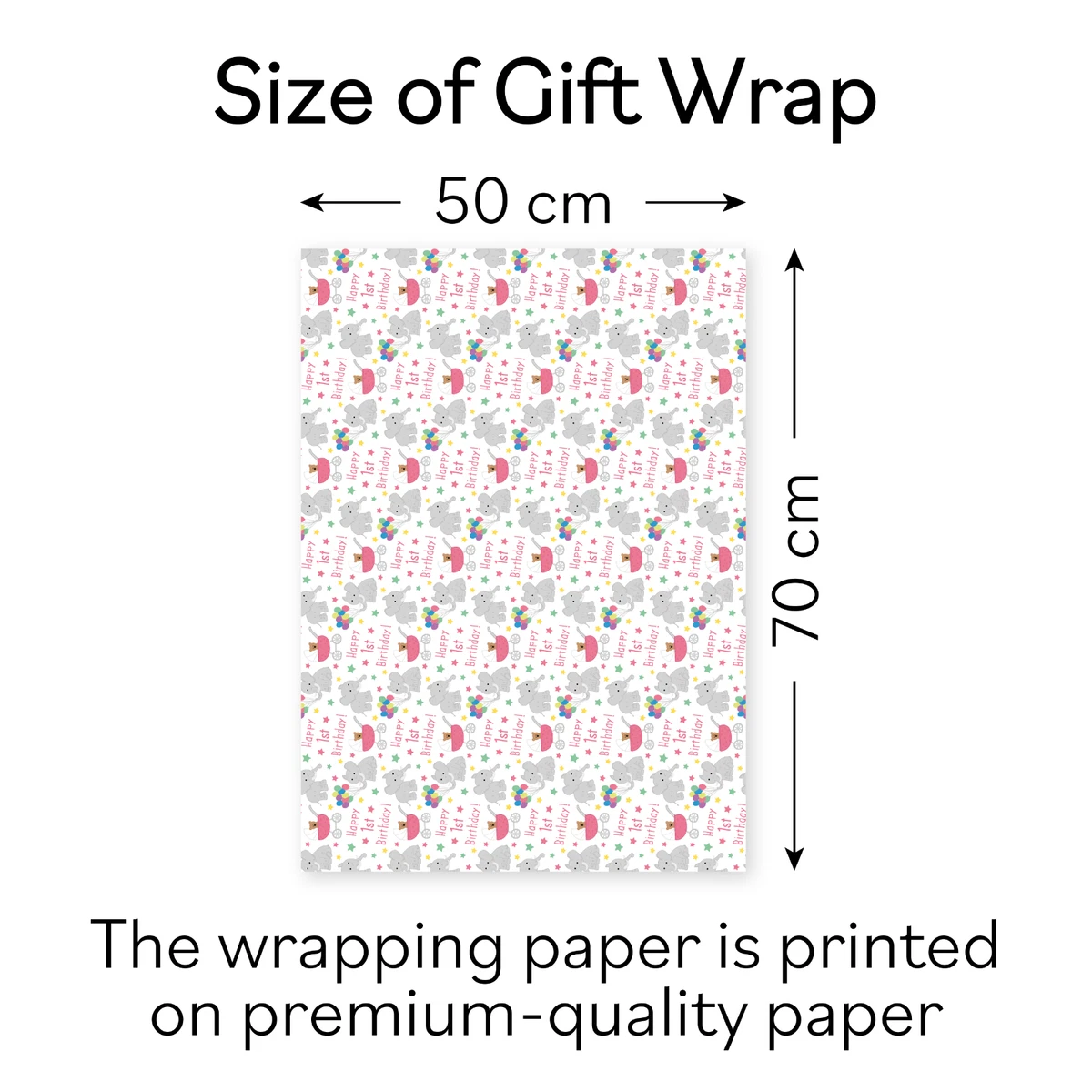 1 Sheet Of Baby Girl 1st Birthday Luxury Wrapping Paper 2 Tags Age One Pink